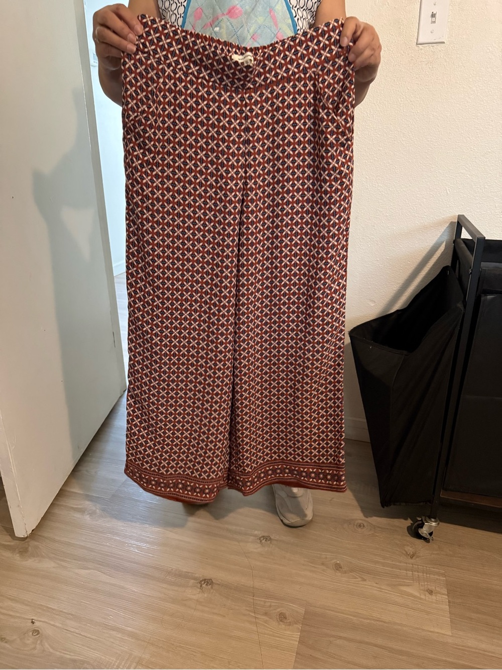 Max Studio Rust Geometric Wide-Leg Palazzo Pants